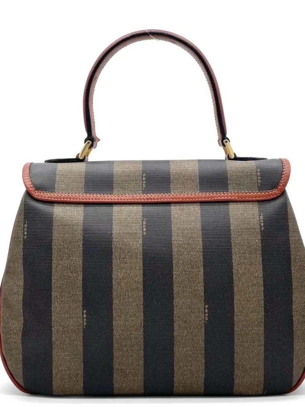 Authentic Fendi Striped Top-Handle Satchel Bag Excellent Condition
